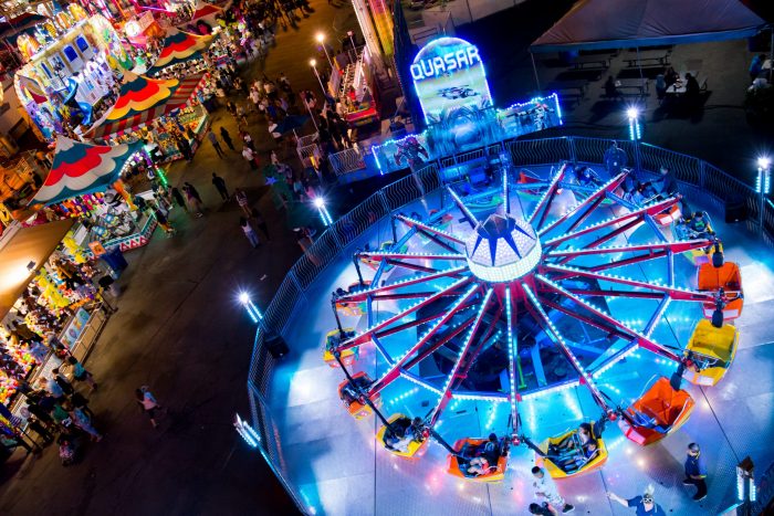 Rides at night at CA State Fair - approved for media use