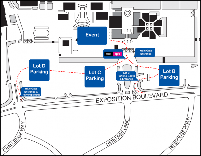 Main Gate (Lot C B) to Lot X - FoodieLand Map