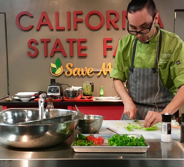 Chef prepping food in a kitchen