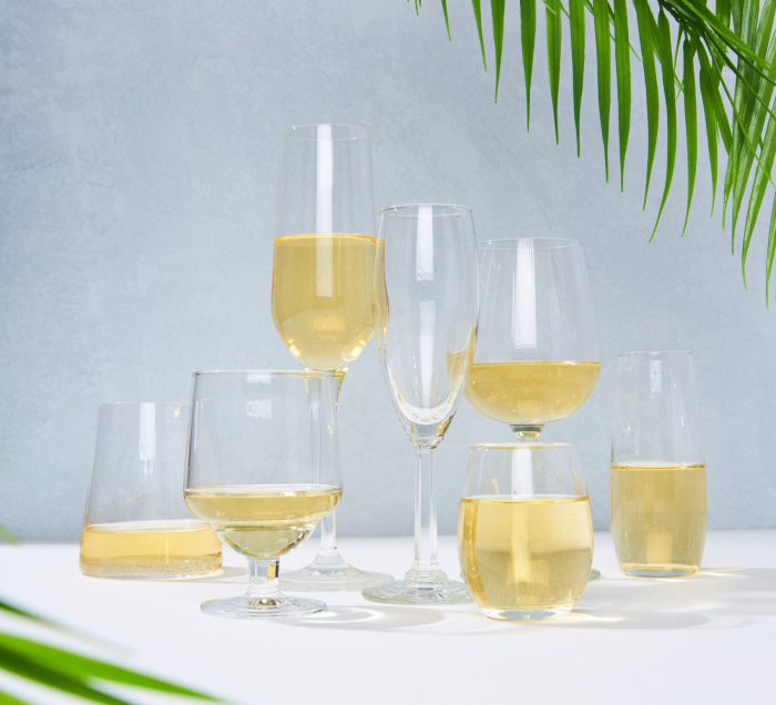 Wine glasses with wine on a table