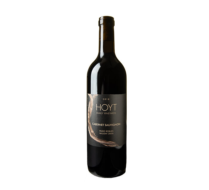 A bottle of Hoyt Family Vineyards on an isolated white background