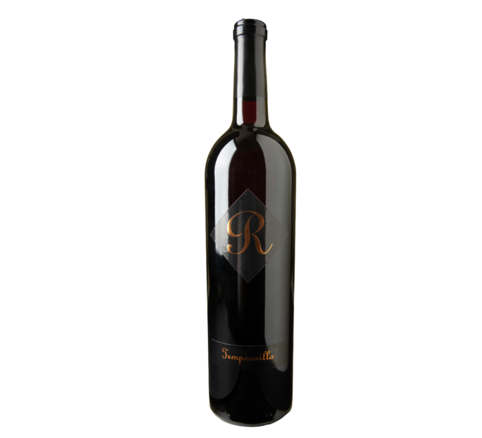A bottle of R Tempranillo on an isolated white background